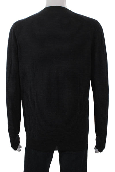 Louis Vuitton Mens Black Striped V Neck Pullover Polyamide Size L