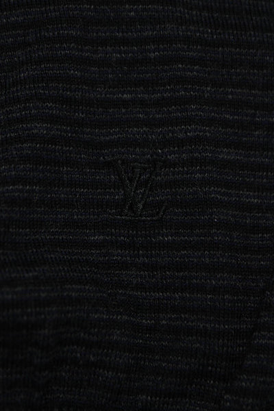 Louis Vuitton Mens Black Striped V Neck Pullover Polyamide Size L