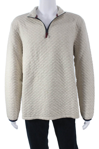 J Crew Mens Beige Geometric Mock Neck Pullover Size L