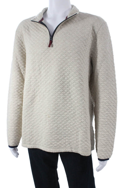 J Crew Mens Beige Geometric Mock Neck Pullover Size L