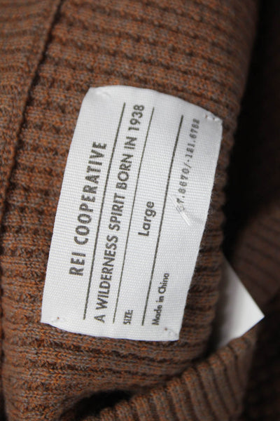 Rei Co Op Unisex Adults Pullover Brown Cotton Crew Neck Long Sleeve Size L