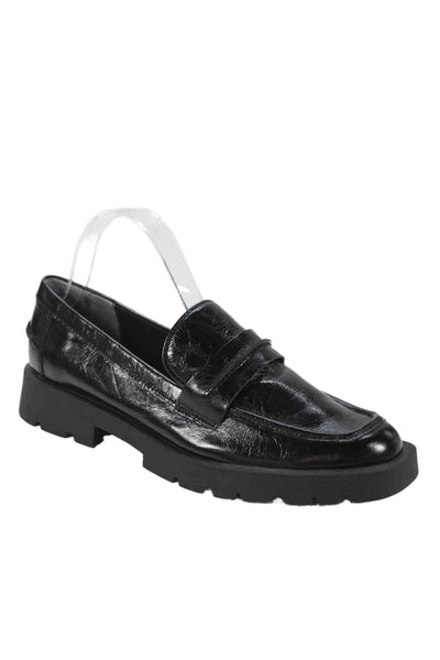 Dolce Vita Womens Slip On Round Toe Leather Loafers Black Size 9.5