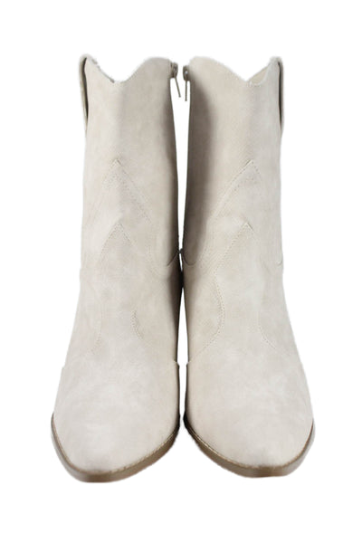 Coconuts by Matisse Womens Side Zip Block Heel Pointed Toe Boots White Size 9.5