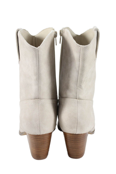 Coconuts by Matisse Womens Side Zip Block Heel Pointed Toe Boots White Size 9.5