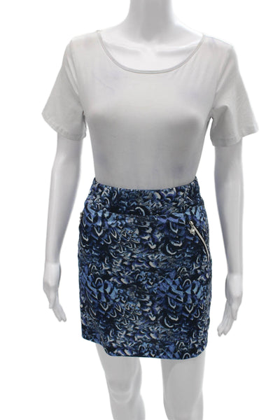 Daily Sports Womens Straight Pencil Skirt Blue Geometric Polyester Size S