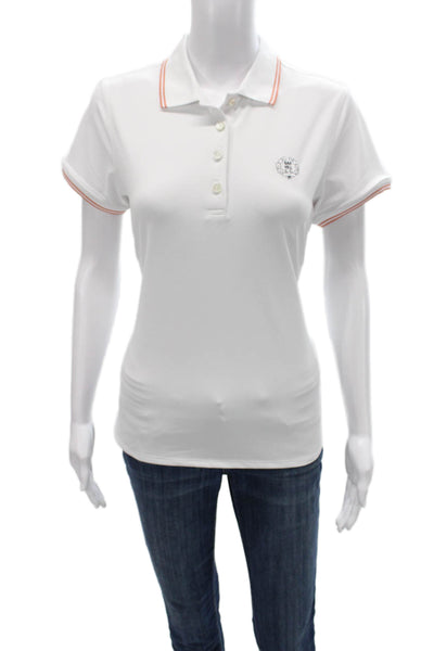 Peter Millar Unisex Polo Short Sleeve White Polyester Sport Size M