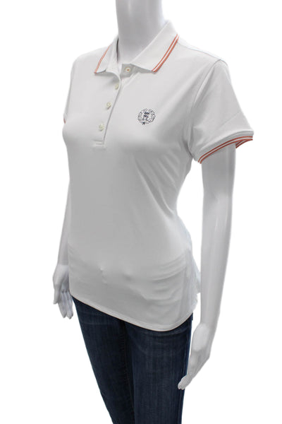 Peter Millar Unisex Polo Short Sleeve White Polyester Sport Size M