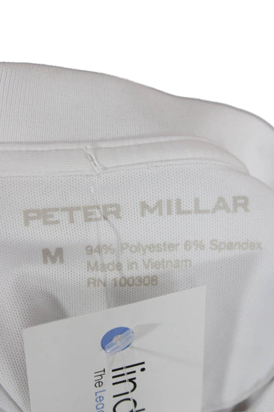 Peter Millar Unisex Polo Short Sleeve White Polyester Sport Size M