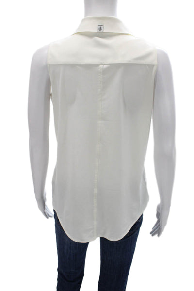 Belyn Key Womens White Sleeveless Collared Polo Top Zip Basic Size XS