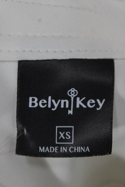 Belyn Key Womens White Sleeveless Collared Polo Top Zip Basic Size XS