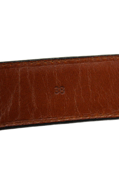 Polo Ralph Lauren Mens Medium Width Embossed Leather Buckle Belt Black Size 38