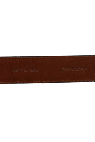 Polo Ralph Lauren Mens Medium Width Embossed Leather Buckle Belt Black Size 38
