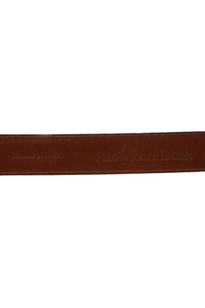 Polo Ralph Lauren Mens Medium Width Embossed Leather Buckle Belt Black Size 38