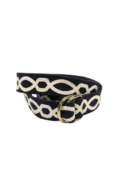 J. Mclaughlin Mens Medium Width Canvas Buckle Belt Navy White Size Large