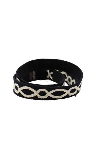 J. Mclaughlin Mens Medium Width Canvas Buckle Belt Navy White Size Large