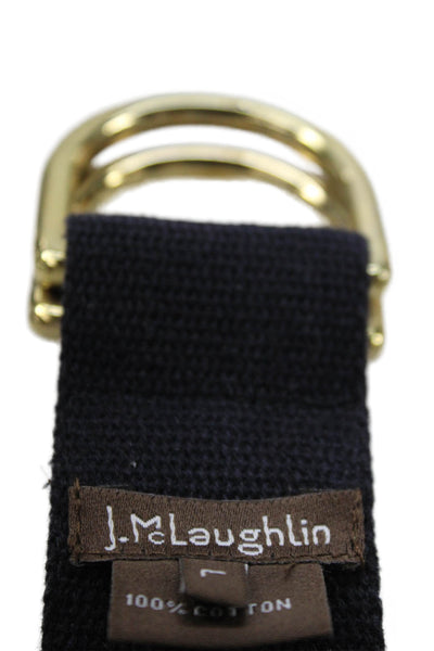 J. Mclaughlin Mens Medium Width Canvas Buckle Belt Navy White Size Large