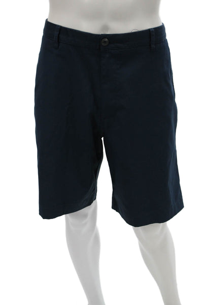 Saks Fifth Avenue Mens Chino Shorts Blue Polyester Button Casual Size 40