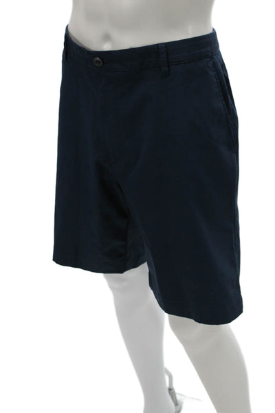 Saks Fifth Avenue Mens Chino Shorts Blue Polyester Button Casual Size 40