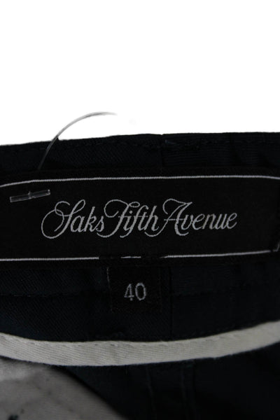 Saks Fifth Avenue Mens Chino Shorts Blue Polyester Button Casual Size 40