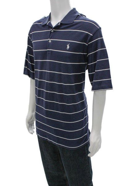 Polo Golf Ralph Lauren Mens Short Sleeve Collared Striped Polo Shirt Navy Large