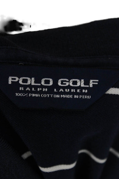 Polo Golf Ralph Lauren Mens Short Sleeve Collared Striped Polo Shirt Navy Large