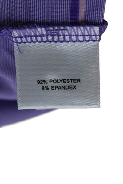 Peter Millar Mens Short Sleeve Collared Striped Polo Shirt Purple Size Large