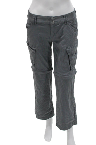 prAna Womens Cargo Pants Gray Nylon Button Closure Outdoor Size 2