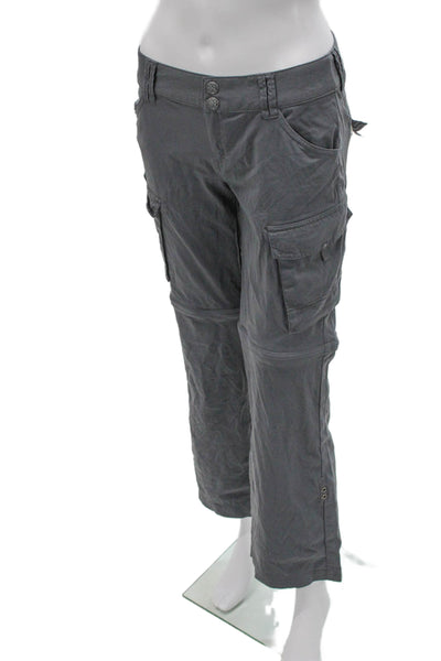 prAna Womens Cargo Pants Gray Nylon Button Closure Outdoor Size 2