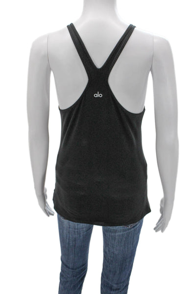 Alo Womens Basic Tank Top Black Scoop Neck Sleeveless Polyester Blend Size S