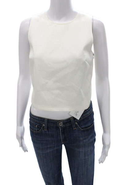 Tanya Taylor Women Cropped Sleeveless Tank White Polyamide Round Neck Size 4