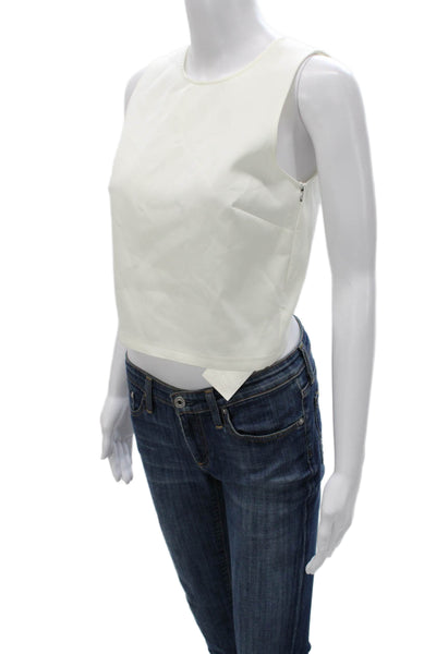 Tanya Taylor Women Cropped Sleeveless Tank White Polyamide Round Neck Size 4