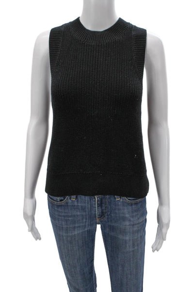 525 Womens Basic Sleeveless Mock Neck Cotton Tank Black Size L
