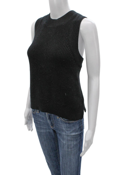 525 Womens Basic Sleeveless Mock Neck Cotton Tank Black Size L