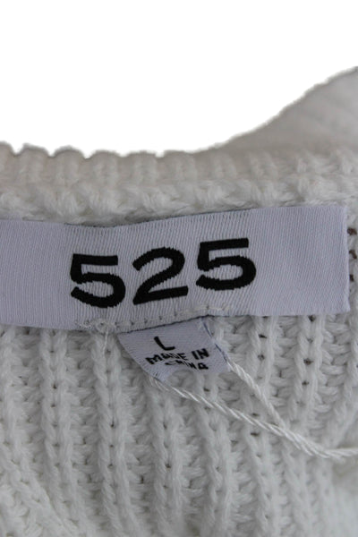 525 Womens Basic Tank White Mock Neck Sleeveless Cotton Size L