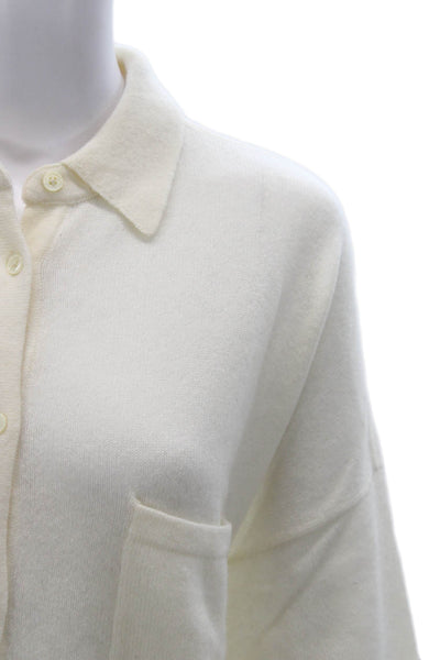 Naked Cashmere Women Tunic Button-Up Ivory Viscose Collared 3/4 Sleeve Size M
