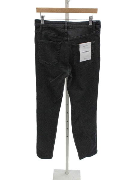 Frame Unisex Adults Bootcut Jeans Black High Rise Cotton Blend Zip Size 30