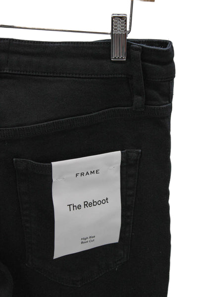 Frame Unisex Adults Bootcut Jeans Black High Rise Cotton Blend Zip Size 30