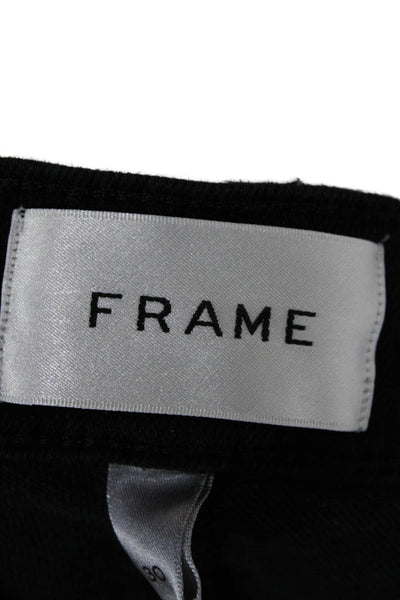 Frame Unisex Adults Bootcut Jeans Black High Rise Cotton Blend Zip Size 30