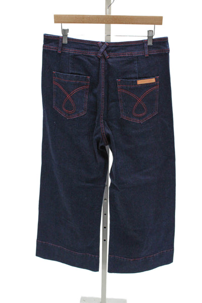 Love Binetti Women Cropped Blue Jeans 100% Cotton High Rise Size XL