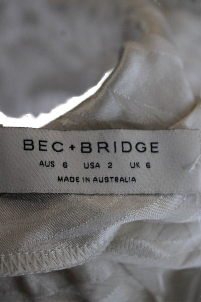 Bec & Bridge Womens Ivory Animal Print One Shoulder Long Sleeve Blouse Size 2
