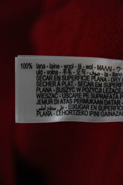 Zara Women Cardigan Red 100% Wool Long Sleeve Round Neck Size S