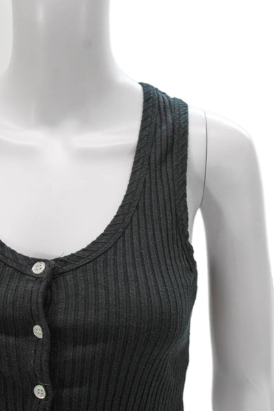 3x1 NYC Women Cropped Striped Modal Tank Scoop Neck Black Size XS