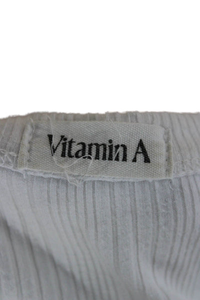 Vitamin A Women Cropped Tank White Tencel Scoop Neck Sleeveless Size S