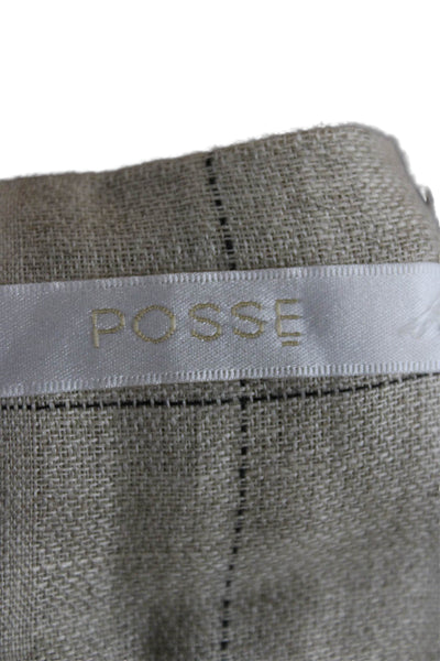 Posse Womens Strapless Top Beige Plaid Cotton Blend Sweetheart Neckline Size S
