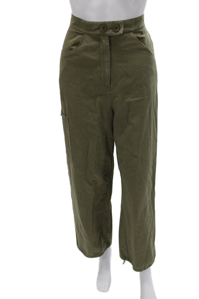 The Range Womens Cargo Pants Green Cotton Button Utility Size S