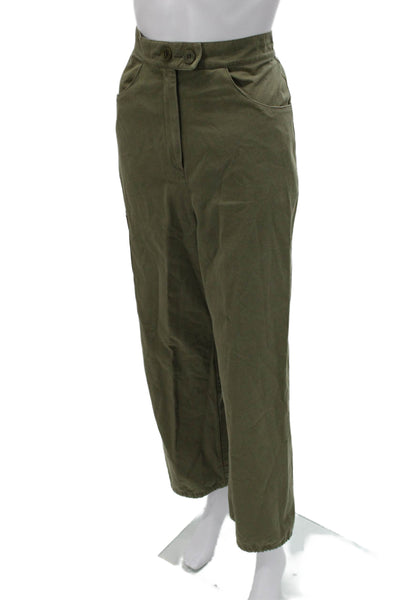 The Range Womens Cargo Pants Green Cotton Button Utility Size S