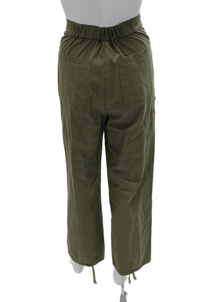 The Range Womens Cargo Pants Green Cotton Button Utility Size S