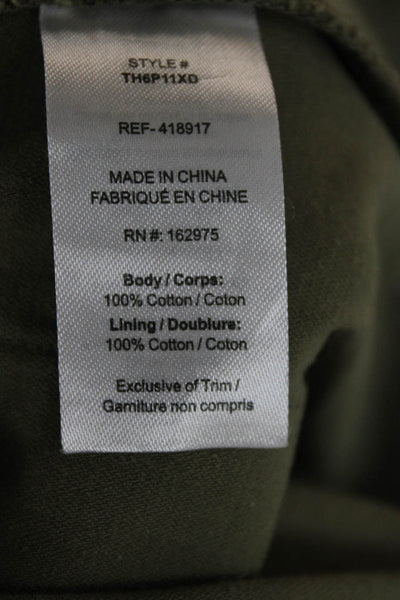 The Range Womens Cargo Pants Green Cotton Button Utility Size S