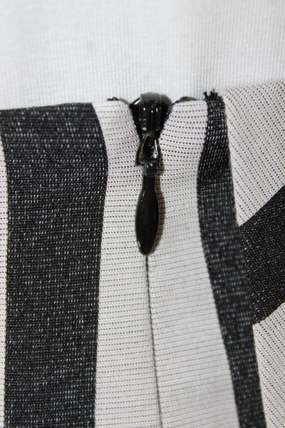 Mason Women Wrap Skirt Black Striped Polyester Blend Zip Knee Length Size 0