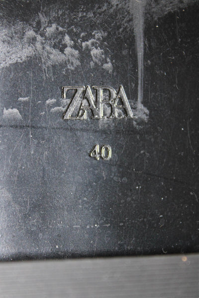 Zara Womens Leather Square Toe Mid-Calf Boots Brown Size 40 10